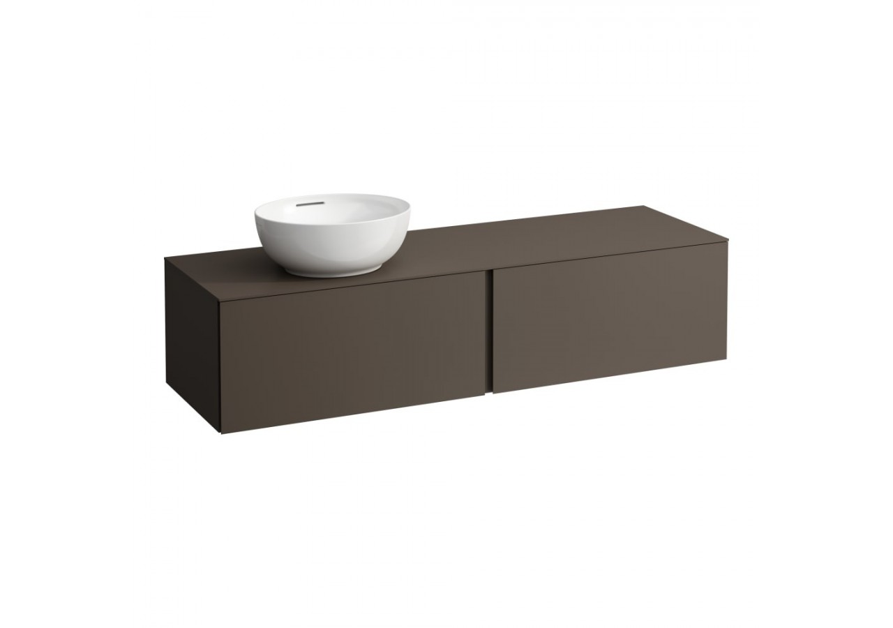 Meuble sous vasque 1600 2 tiroirs découpe à gauche Alessi Brun foncé 1600 x 500 x 370 mm - H4303520974291 - Laufen