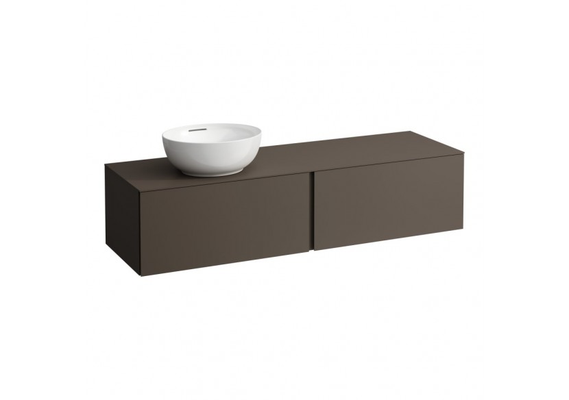 Meuble sous vasque 1600 2 tiroirs découpe à gauche Alessi Brun foncé 1600 x 500 x 370 mm - H4303520974291 - Laufen