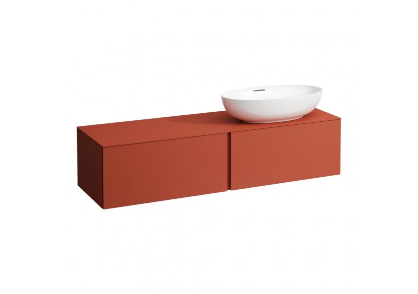 Meuble sous vasque 1600 2 tiroirs découpe à droite Alessi Terracotta 1600 x 500 x 370 mm - H4303530972691 - Laufen