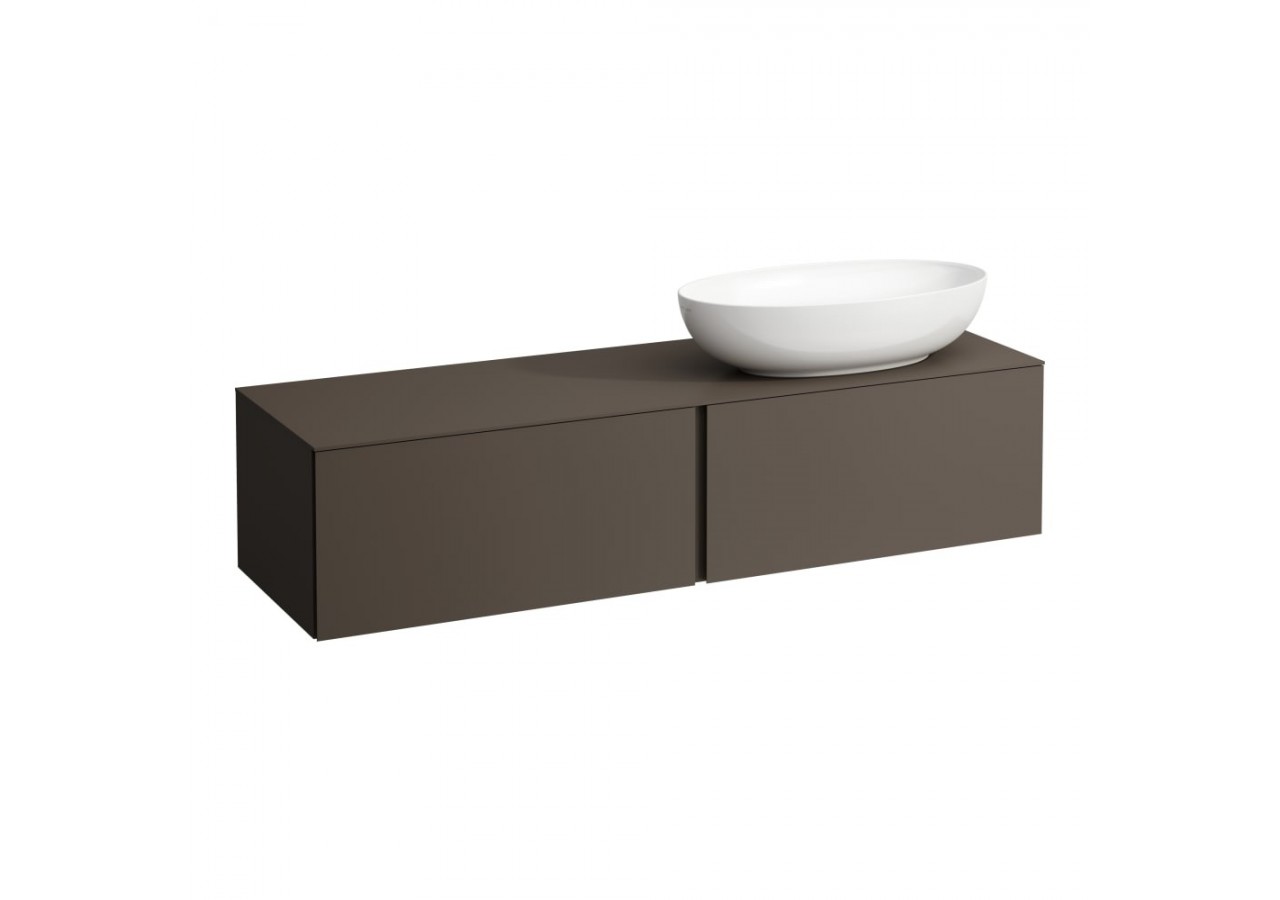 Meuble sous vasque 1600 2 tiroirs découpe à droite Alessi Brun foncé 1600 x 500 x 370 mm - H4303530974291 - Laufen