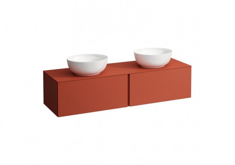Meuble sous vasque 1600 2 tiroirs découpe gauche et droite Alessi Terracotta 1600 x 500 x 370 mm - H4303540972691 - Laufen