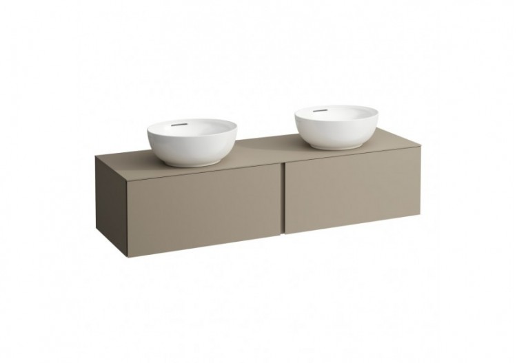 Meuble sous vasque 1600 2 tiroirs découpe gauche et droite Alessi Beige nacré 1600 x 500 x 370 mm - H4303540972701 - Laufen