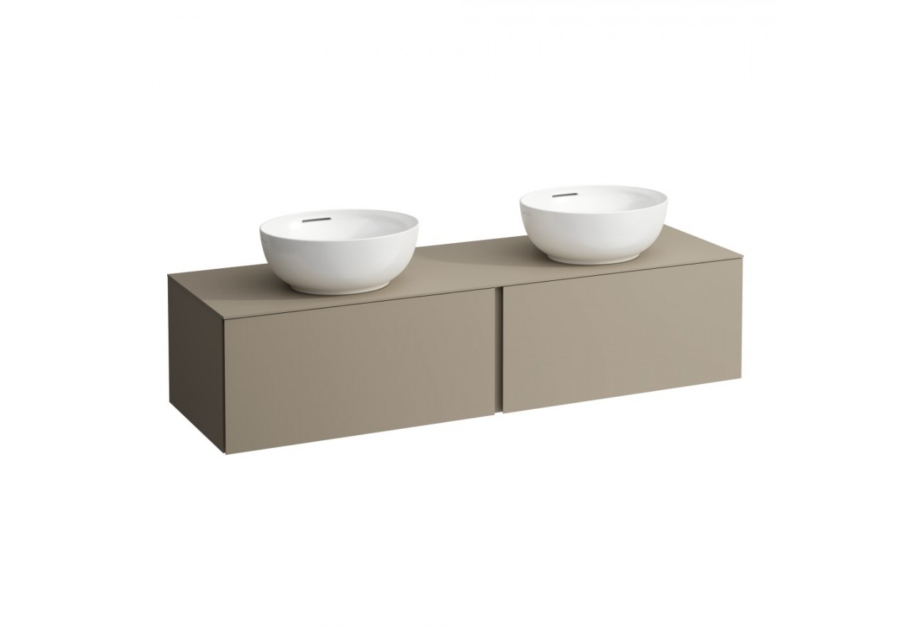 Meuble sous vasque 1600 2 tiroirs découpe gauche et droite Alessi Beige nacré 1600 x 500 x 370 mm - H4303540972701 - Laufen