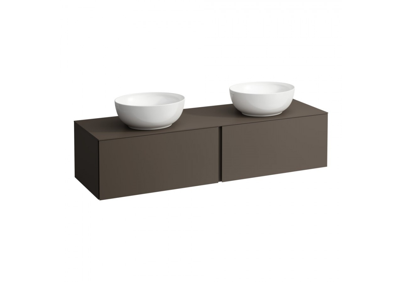 Meuble sous vasque 1600 2 tiroirs découpe gauche et droite Alessi Brun foncé 1600 x 500 x 370 mm - H4303540974291 - Laufen