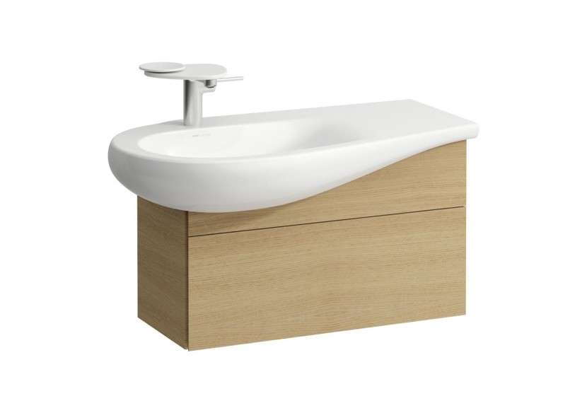 Meuble sous lavabo 900 1 tiroir découpe siphon gauche Alessi Chêne clair 730 x 320 x 355 mm - H4304010972501 - Laufen