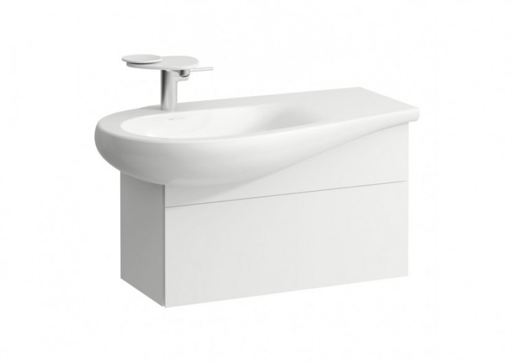 Meuble sous lavabo 900 1 tiroir découpe siphon gauche Alessi Blanc mat 730 x 320 x 355 mm - H4304010972601 - Laufen