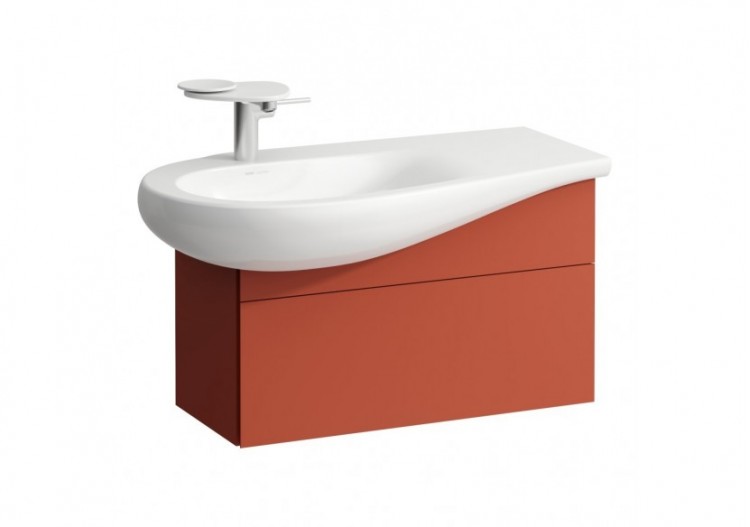 Meuble sous lavabo 900 1 tiroir découpe siphon gauche Alessi Terracotta 730 x 320 x 355 mm - H4304010972691 - Laufen