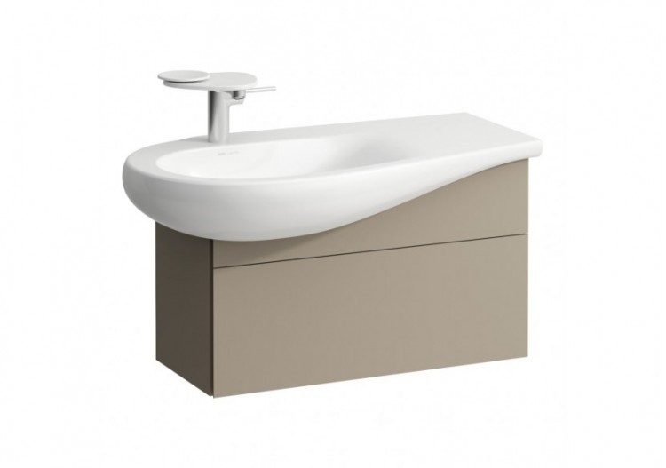 Meuble sous lavabo 900 1 tiroir découpe siphon gauche Alessi Beige nacré 730 x 320 x 355 mm - H4304010972701 - Laufen