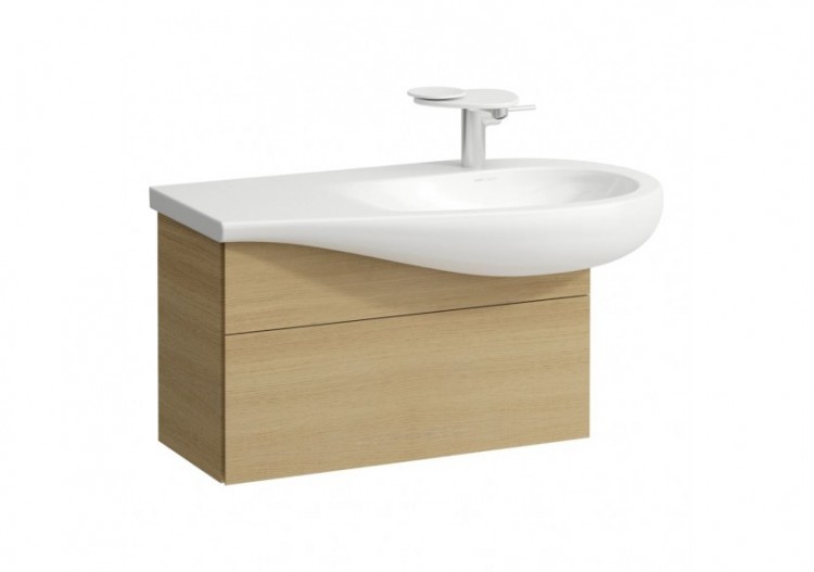 Meuble sous lavabo 900 1 tiroir découpe siphon à droite Alessi Chêne clair 730 x 320 x 355 mm - H4304110972501 - Laufen