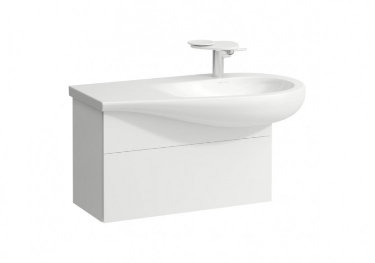 Meuble sous lavabo 900 1 tiroir découpe siphon à droite Alessi Blanc mat 730 x 320 x 355 mm - H4304110972601 - Laufen