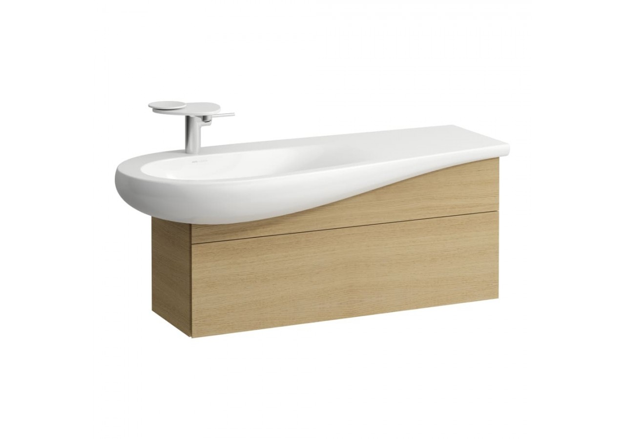 Meuble sous lavabo 1200 1 tiroir découpe siphon gauche Alessi Chêne clair 995 x 320 x 340 mm - H4304210972501 - Laufen