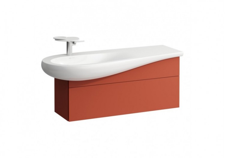 Meuble sous lavabo 1200 1 tiroir découpe siphon gauche Alessi Terracotta 995 x 320 x 340 mm - H4304210972691 - Laufen