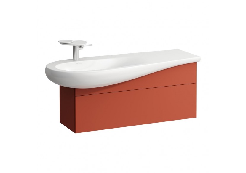 Meuble sous lavabo 1200 1 tiroir découpe siphon gauche Alessi Terracotta 995 x 320 x 340 mm - H4304210972691 - Laufen