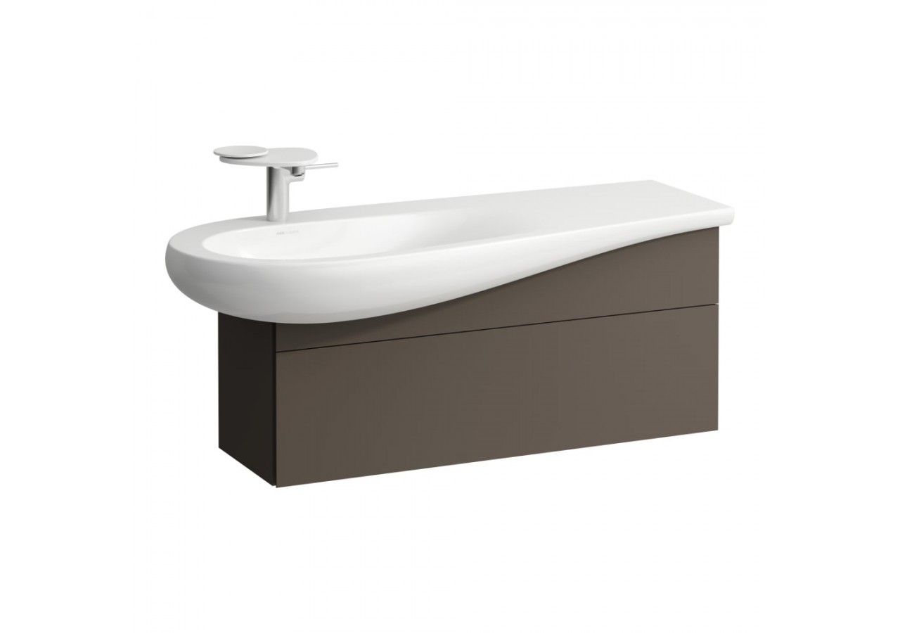 Meuble sous lavabo 1200 1 tiroir découpe siphon gauche Alessi Brun foncé 995 x 320 x 340 mm - H4304210974291 - Laufen