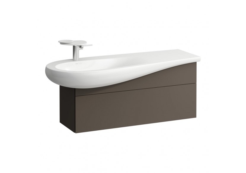 Meuble sous lavabo 1200 1 tiroir découpe siphon gauche Alessi Brun foncé 995 x 320 x 340 mm - H4304210974291 - Laufen