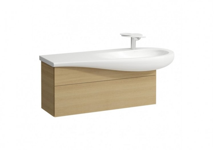 Meuble sous lavabo 1200 1 tiroir découpe siphon à droite Alessi Chêne clair 995 x 320 x 340 mm - H4304310972501 - Laufen