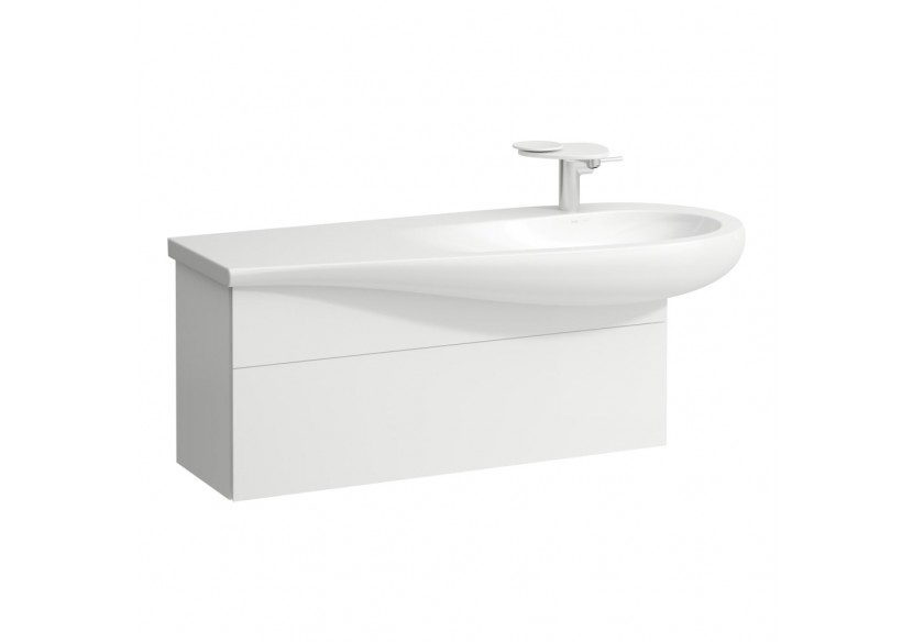 Meuble sous lavabo 1200 1 tiroir découpe siphon à droite Alessi Blanc mat 995 x 320 x 340 mm - H4304310972601 - Laufen