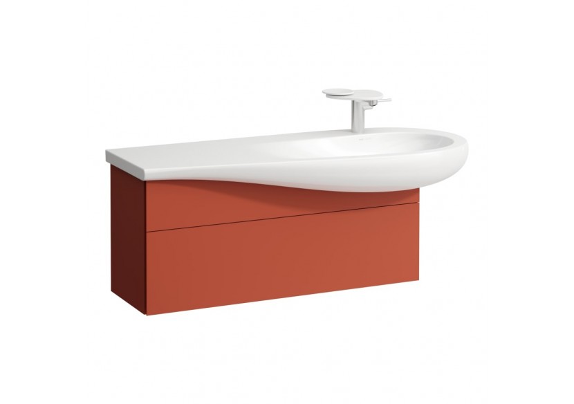 Meuble sous lavabo 1200 1 tiroir découpe siphon à droite Alessi Terracotta 995 x 320 x 340 mm - H4304310972691 - Laufen