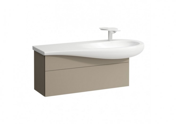 Meuble sous lavabo 1200 1 tiroir découpe siphon à droite Alessi Beige nacré 995 x 320 x 340 mm - H4304310972701 - Laufen