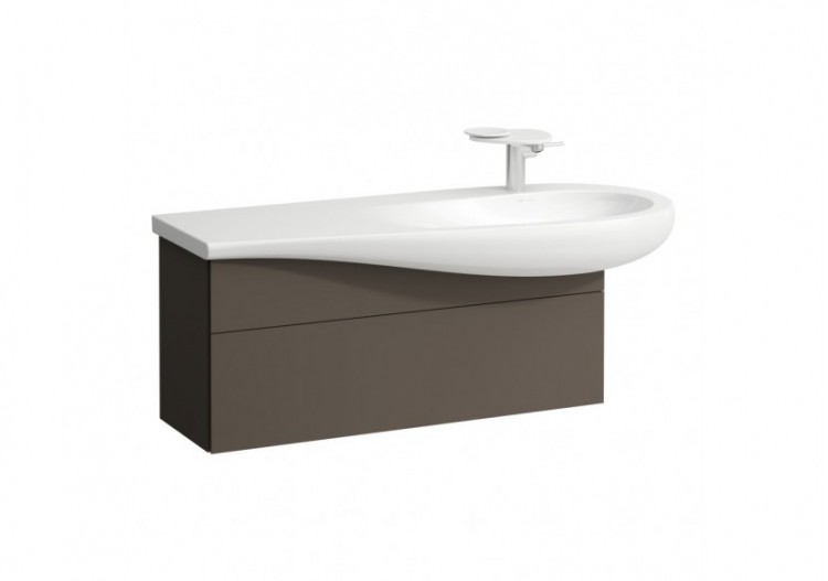 Meuble sous lavabo 1200 1 tiroir découpe siphon à droite Alessi Brun foncé 995 x 320 x 340 mm - H4304310974291 - Laufen