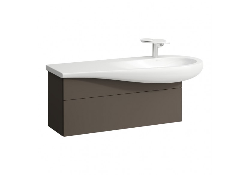 Meuble sous lavabo 1200 1 tiroir découpe siphon à droite Alessi Brun foncé 995 x 320 x 340 mm - H4304310974291 - Laufen