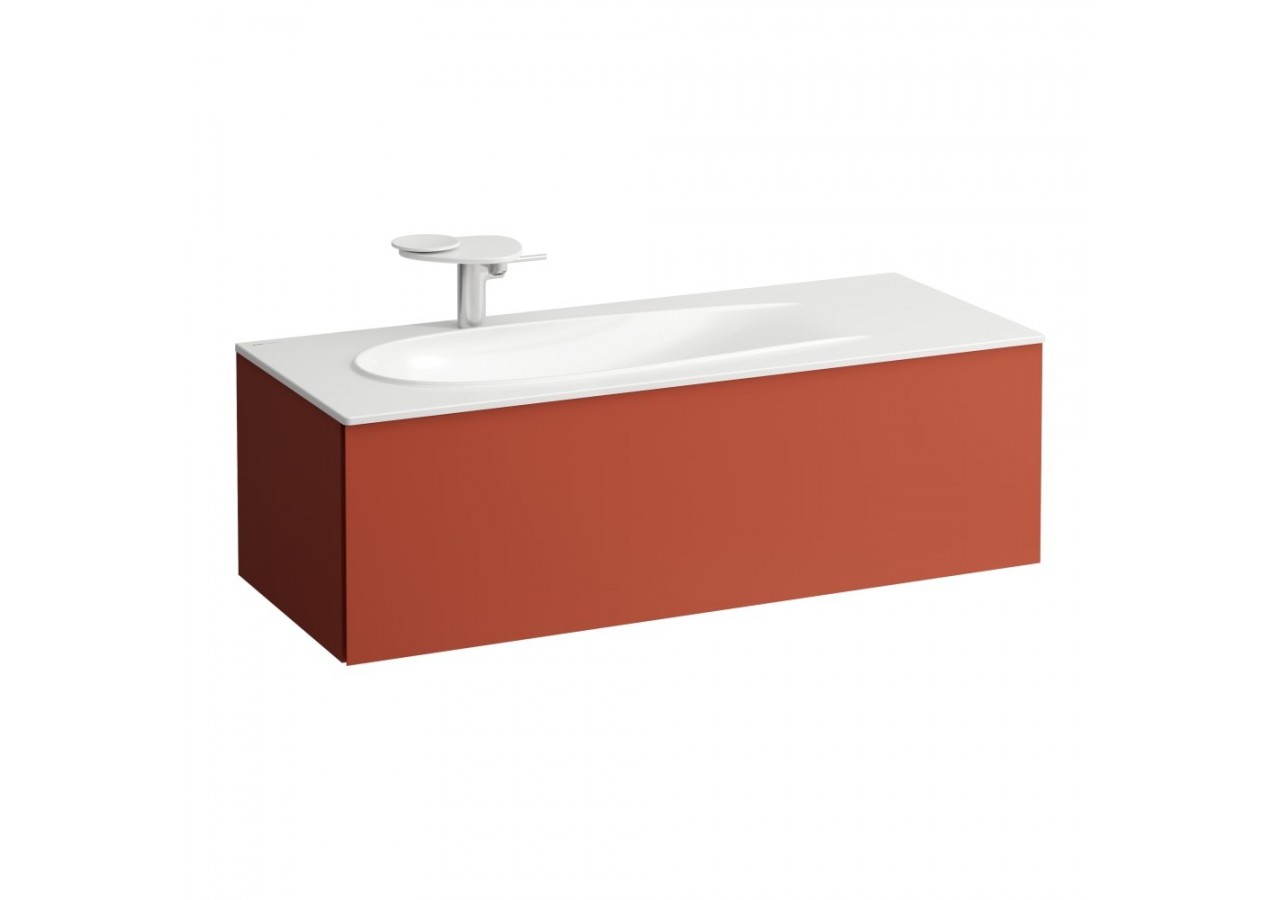 Meuble sous lavabo 1200 1 tiroir découpe siphon gauche Alessi Terracotta 1195 x 490 x 365 mm - H4304410972691 - Laufen