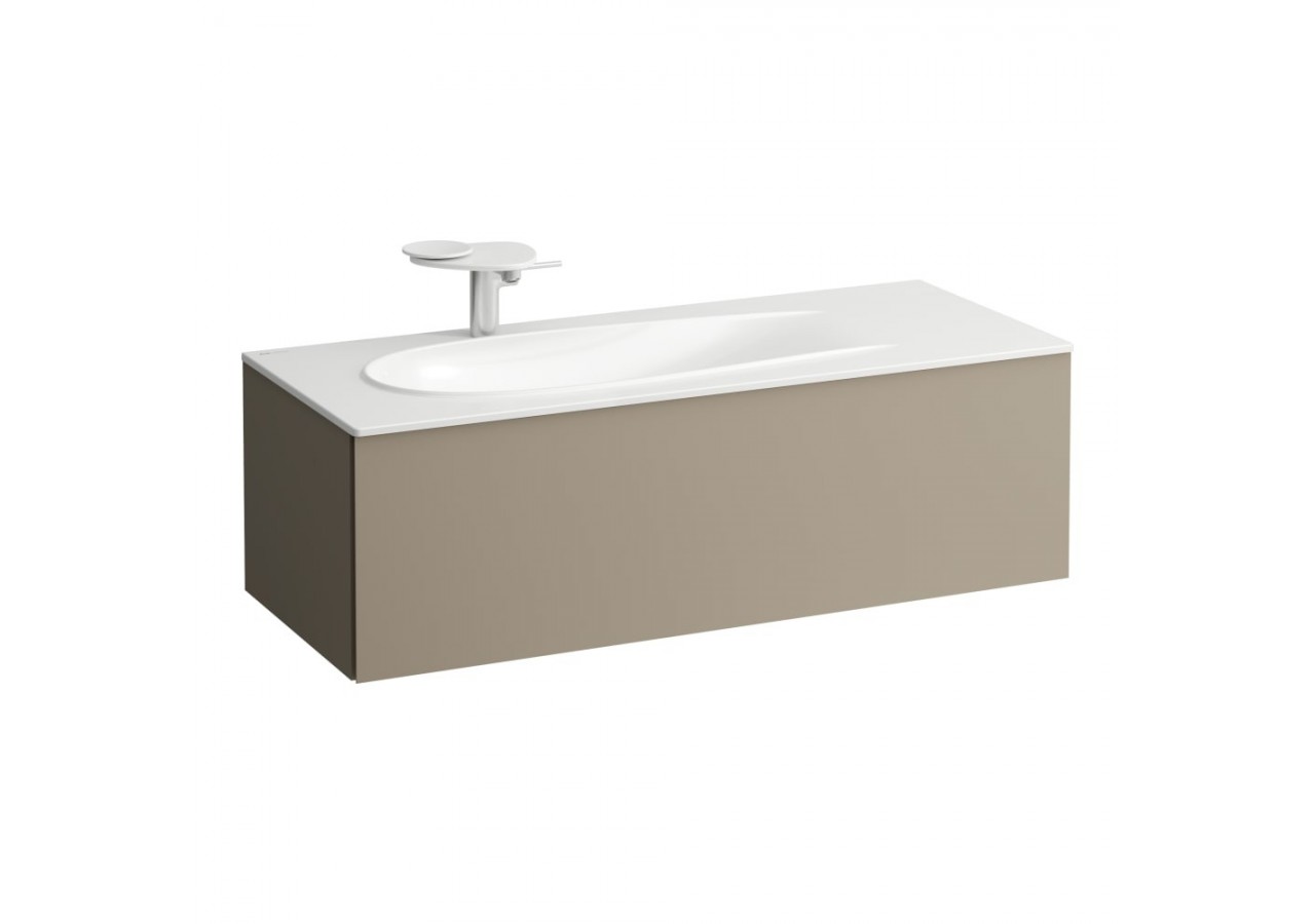 Meuble sous lavabo 1200 1 tiroir découpe siphon gauche Alessi Beige nacré 1195 x 490 x 365 mm - H4304410972701 - Laufen