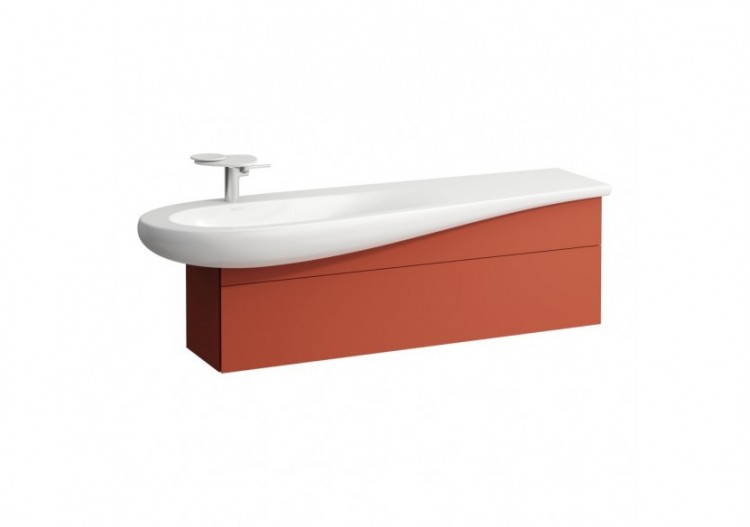 Meuble sous lavabo 1600 1 tiroir découpe siphon à gauche Alessi Terracotta 1350 x 320 x 340 mm - H4304510972691 - Laufen