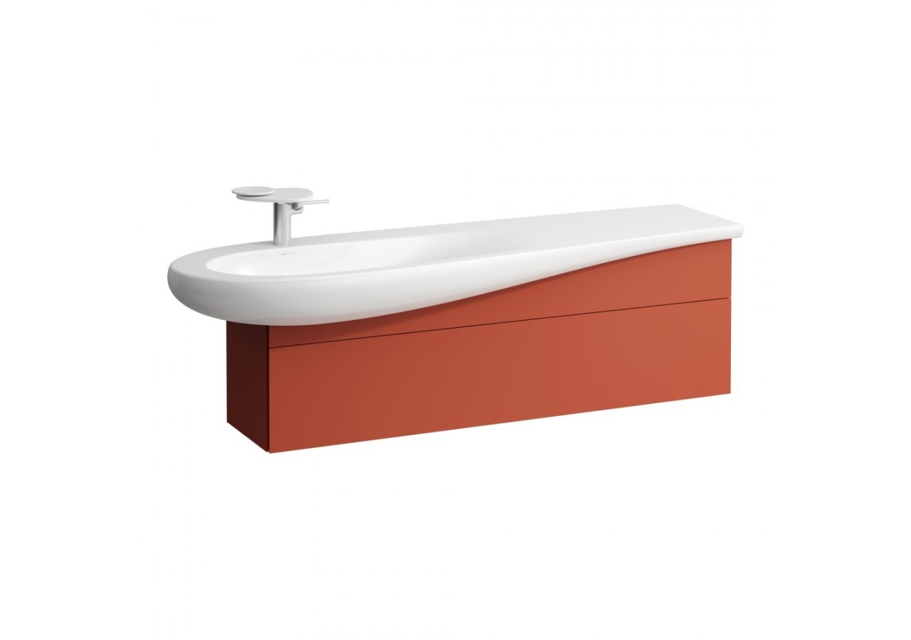 Meuble sous lavabo 1600 1 tiroir découpe siphon à gauche Alessi Terracotta 1350 x 320 x 340 mm - H4304510972691 - Laufen