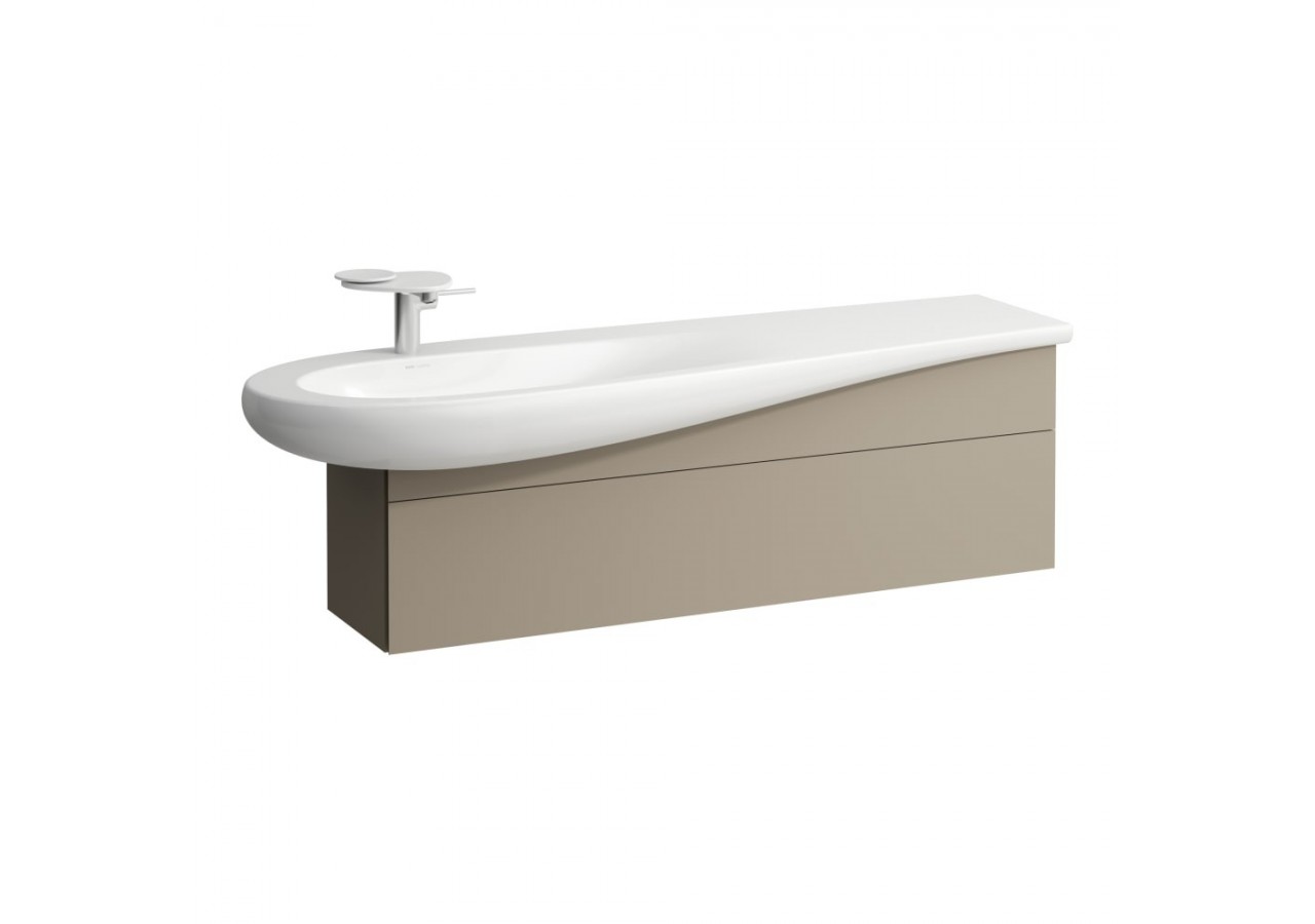 Meuble sous lavabo 1600 1 tiroir découpe siphon à gauche Alessi Beige nacré 1350 x 320 x 340 mm - H4304510972701 - Laufen