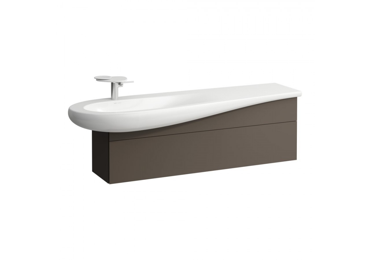 Meuble sous lavabo 1600 1 tiroir découpe siphon à gauche Alessi Brun foncé 1350 x 320 x 340 mm - H4304510974291 - Laufen