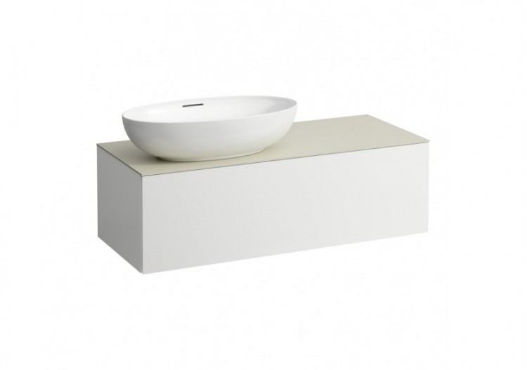 Meuble sous vasque 1200 1 tiroir découpe à gauche Alessi Blanc mat 1200 x 500 x 370 mm - H4313100972601 - Laufen