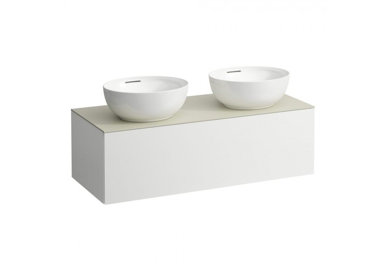 Meuble sous vasque 1200 1 tiroir découpe gauche et droite Alessi Blanc mat 1200 x 500 x 370 mm - H4313140972601 - Laufen