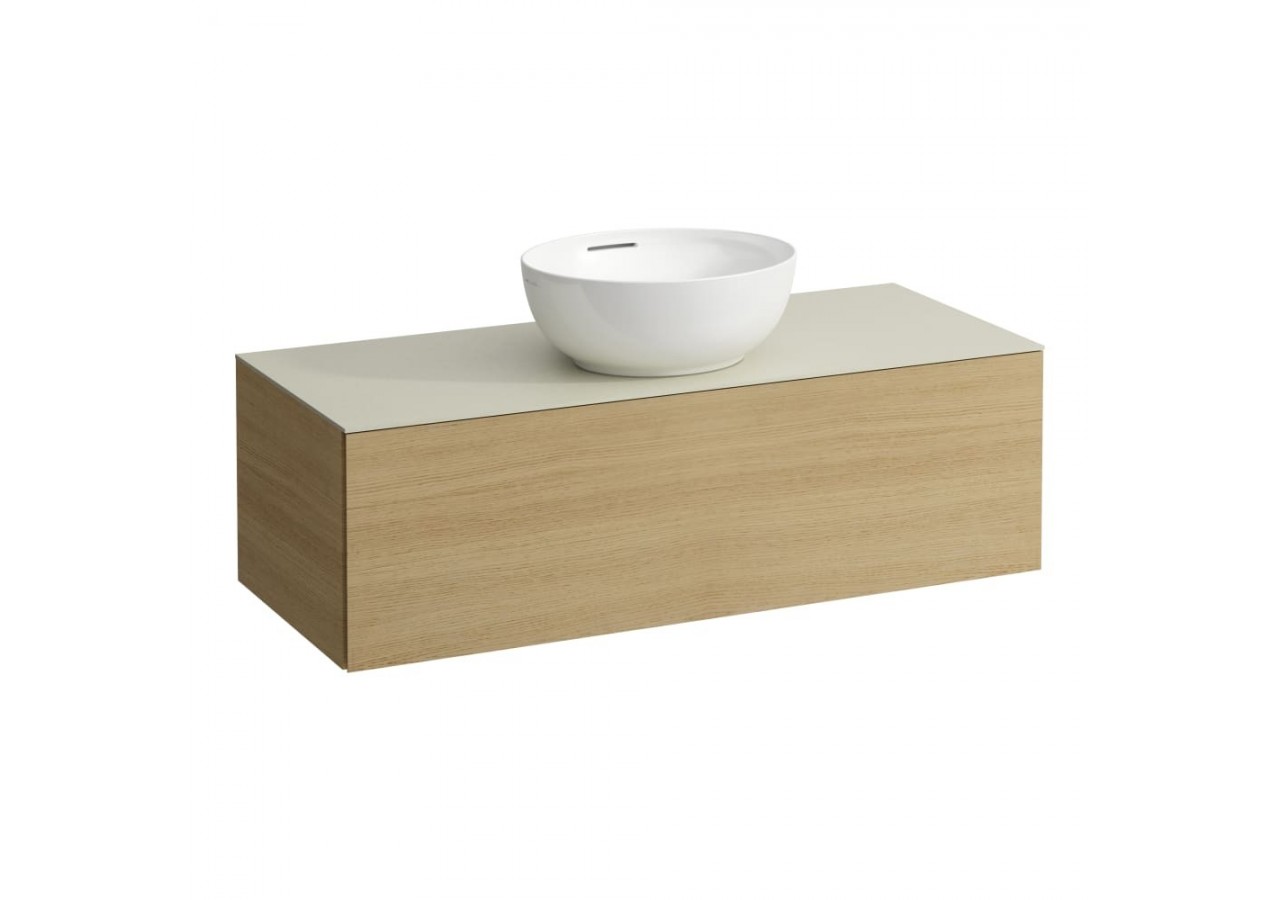 Meuble sous vasque 1200 1 tiroir découpe centrale Alessi Chêne clair 1200 x 500 x 370 mm - H4313150972501 - Laufen