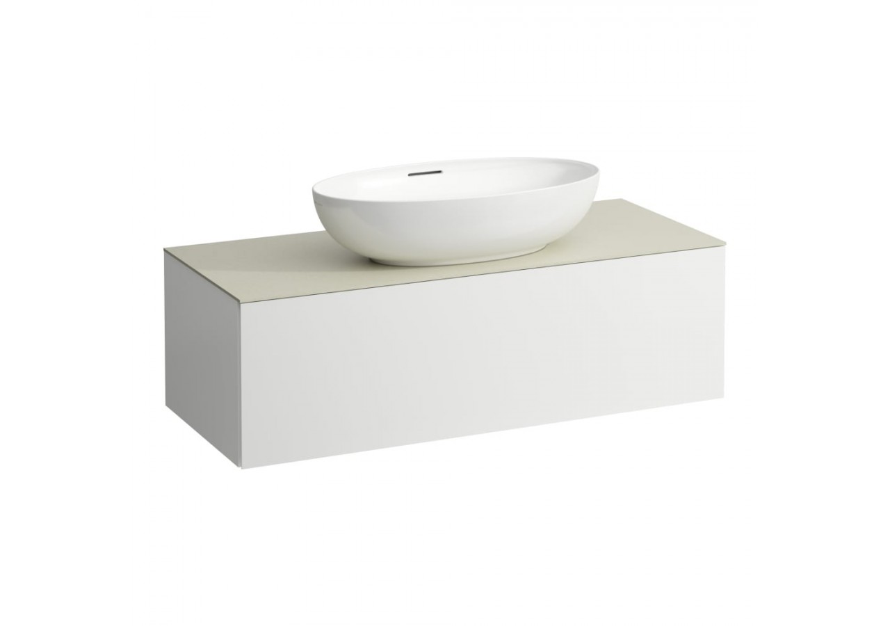 Meuble sous vasque 1200 1 tiroir découpe centrale Alessi Blanc mat 1200 x 500 x 370 mm - H4313150972601 - Laufen