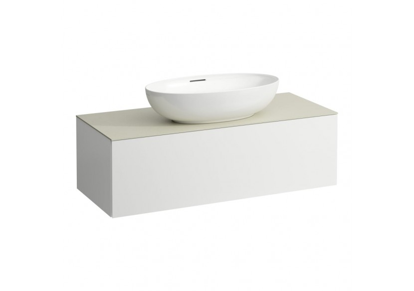 Meuble sous vasque 1200 1 tiroir découpe centrale Alessi Blanc mat 1200 x 500 x 370 mm - H4313150972601 - Laufen