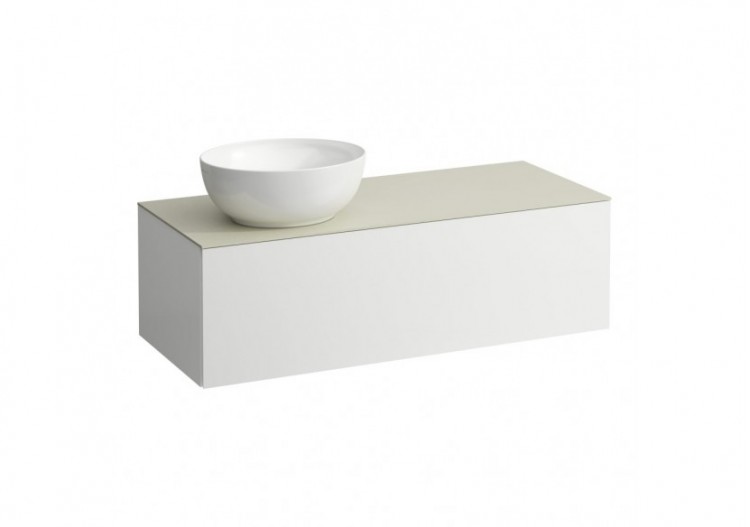 Meuble sous vasque 1200 1 tiroir découpe à gauche Alessi Blanc mat 1200 x 500 x 370 mm - H4313160972601 - Laufen