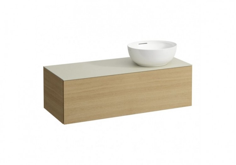 Meuble sous vasque 1200 1 tiroir découpe à droite Alessi Chêne clair 1200 x 500 x 370 mm - H4313170972501 - Laufen