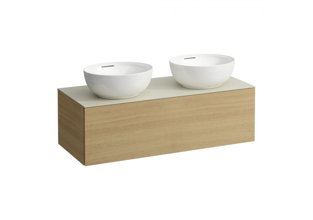 Meuble sous vasque 1200 1 tiroir découpe gauche et droite Alessi Chêne clair 1200 x 500 x 370 mm - H4313180972501 - Laufen