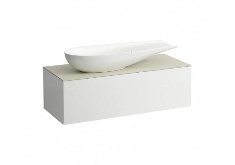 Meuble sous vasque 1200 1 tiroir découpe à gauche Alessi Blanc mat 1200 x 500 x 370 mm - H4313220972601 - Laufen