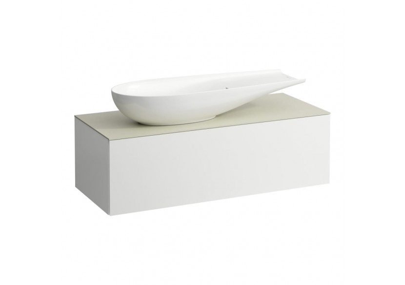 Meuble sous vasque 1200 1 tiroir découpe à gauche Alessi Blanc mat 1200 x 500 x 370 mm - H4313220972601 - Laufen