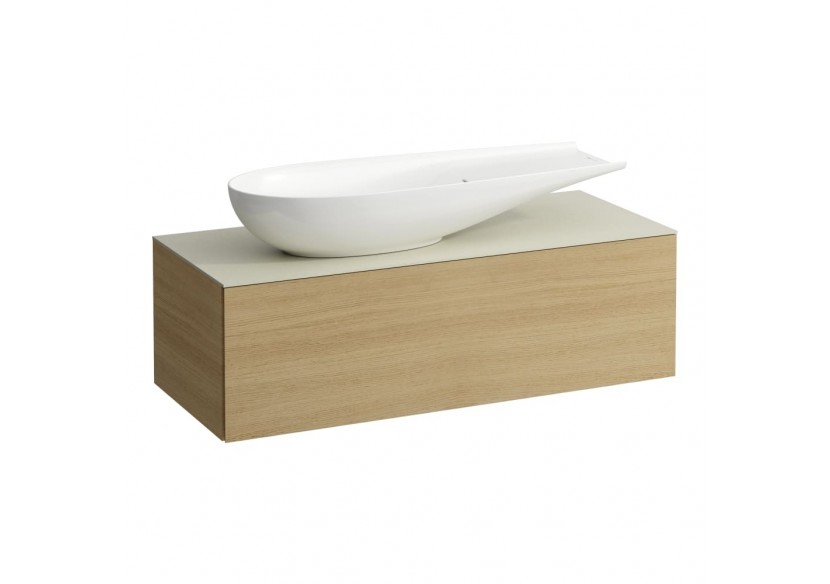 Meuble sous vasque 1200 1 tiroir découpe à gauche Alessi Chêne clair 1200 x 500 x 370 mm - H4313240972501 - Laufen