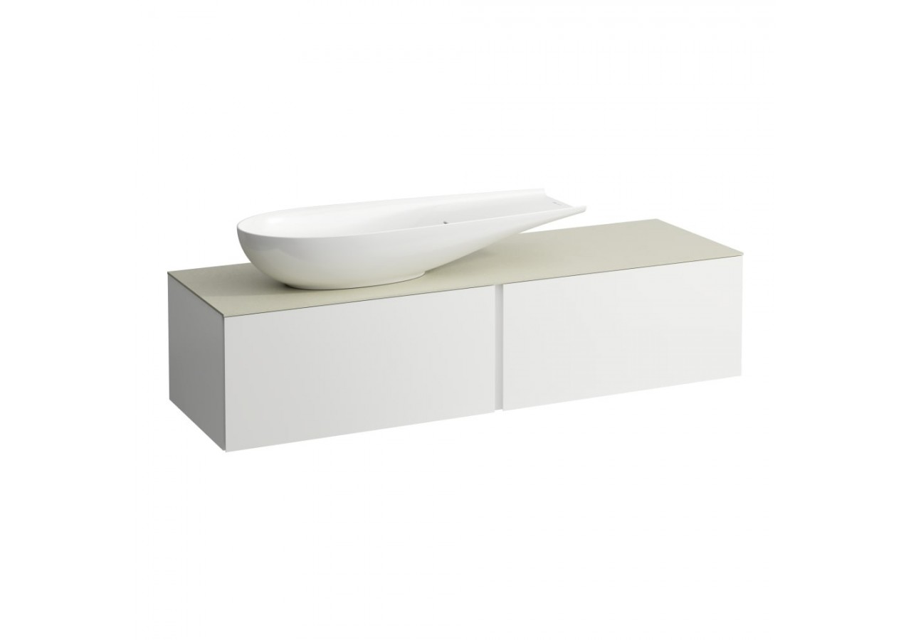 Meuble sous vasque 1600 2 tiroirs découpe à gauche Alessi Blanc mat 1600 x 500 x 370 mm - H4313440972601 - Laufen