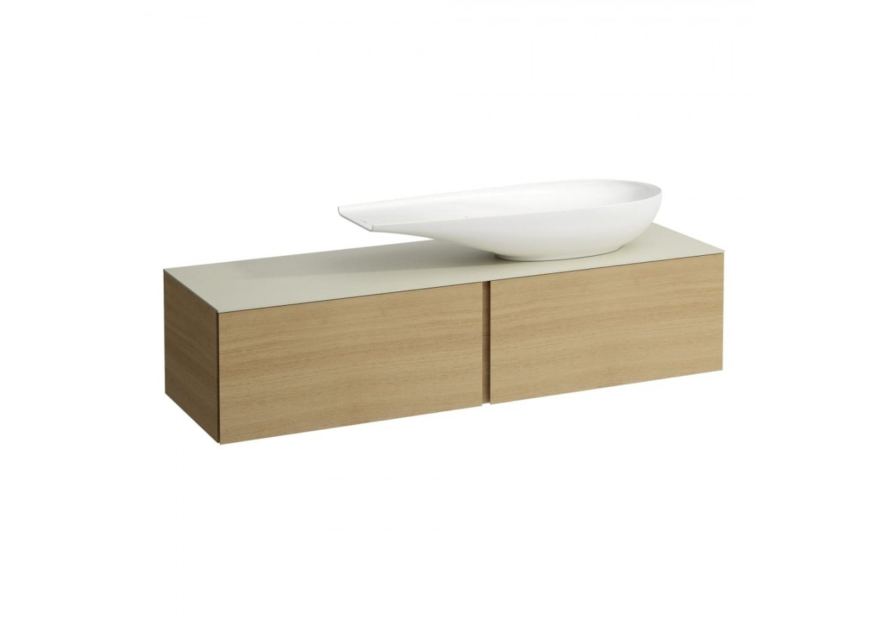 Meuble sous vasque 1600 2 tiroirs découpe à droite Alessi Chêne clair 1600 x 500 x 370 mm - H4313450972501 - Laufen
