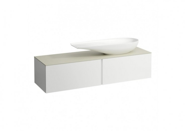 Meuble sous vasque 1600 2 tiroirs découpe à droite Alessi Blanc mat 1600 x 500 x 370 mm - H4313450972601 - Laufen
