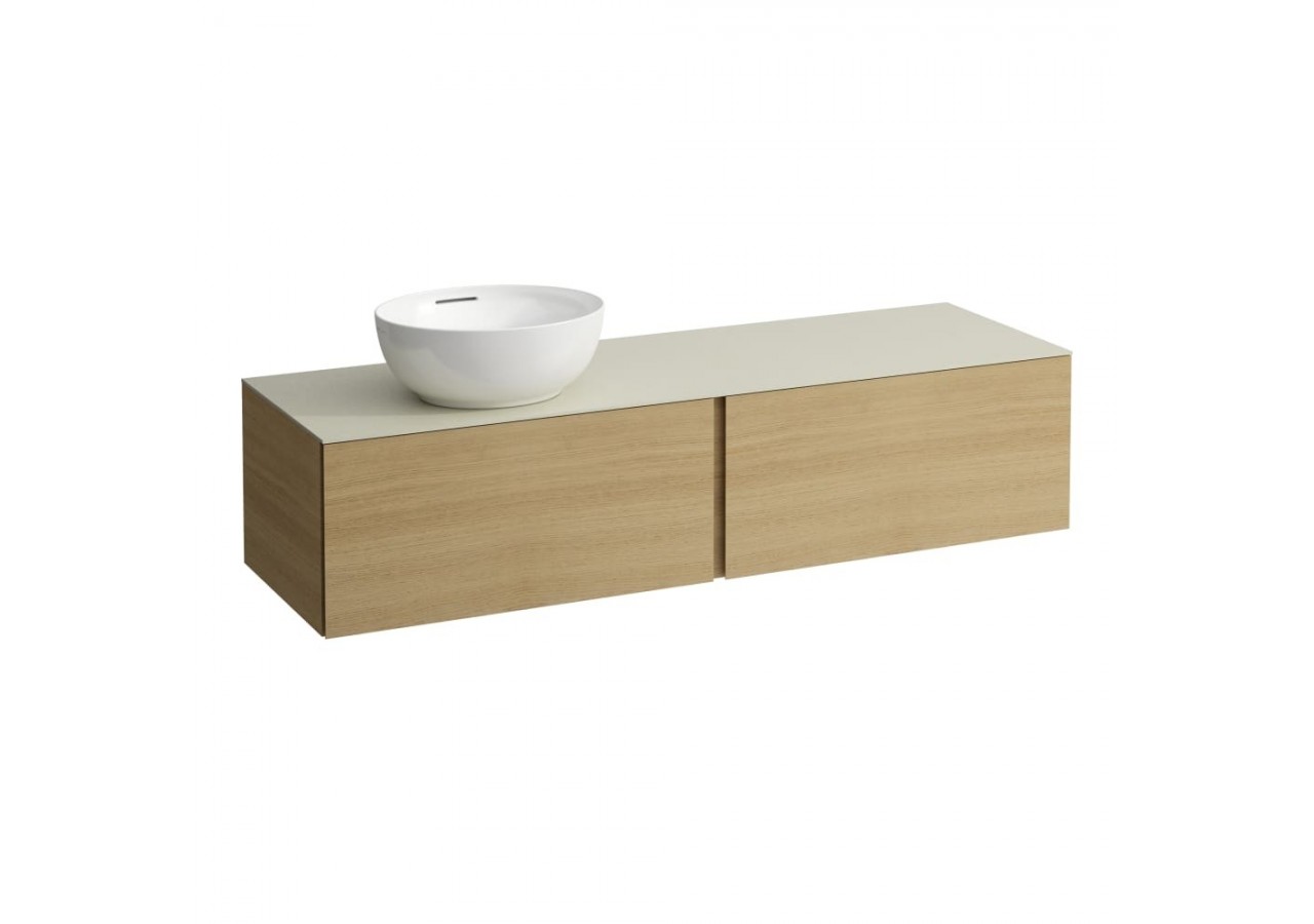 Meuble sous vasque 1600 2 tiroirs découpe à gauche Alessi Chêne clair 1600 x 500 x 370 mm - H4313520972501 - Laufen