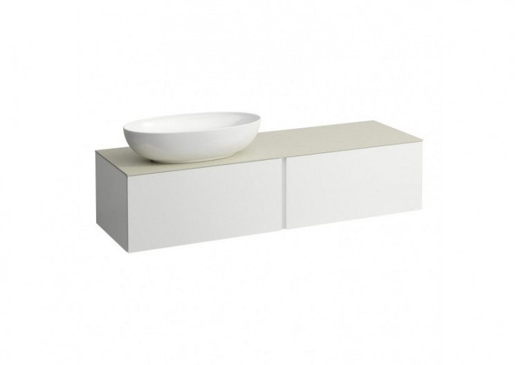 Meuble sous vasque 1600 2 tiroirs découpe à gauche Alessi Blanc mat 1600 x 500 x 370 mm - H4313520972601 - Laufen
