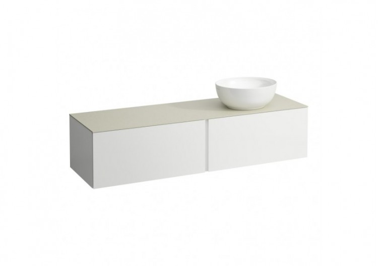 Meuble sous vasque 1600 2 tiroirs découpe à droite Alessi Blanc mat 1600 x 500 x 370 mm - H4313530972601 - Laufen