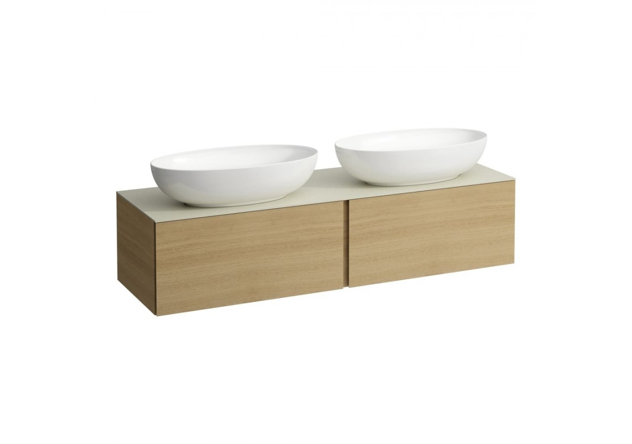 Meuble sous vasque 1600 2 tiroirs découpe gauche et droite Alessi Chêne clair 1600 x 500 x 370 mm - H4313540972501 - Laufen