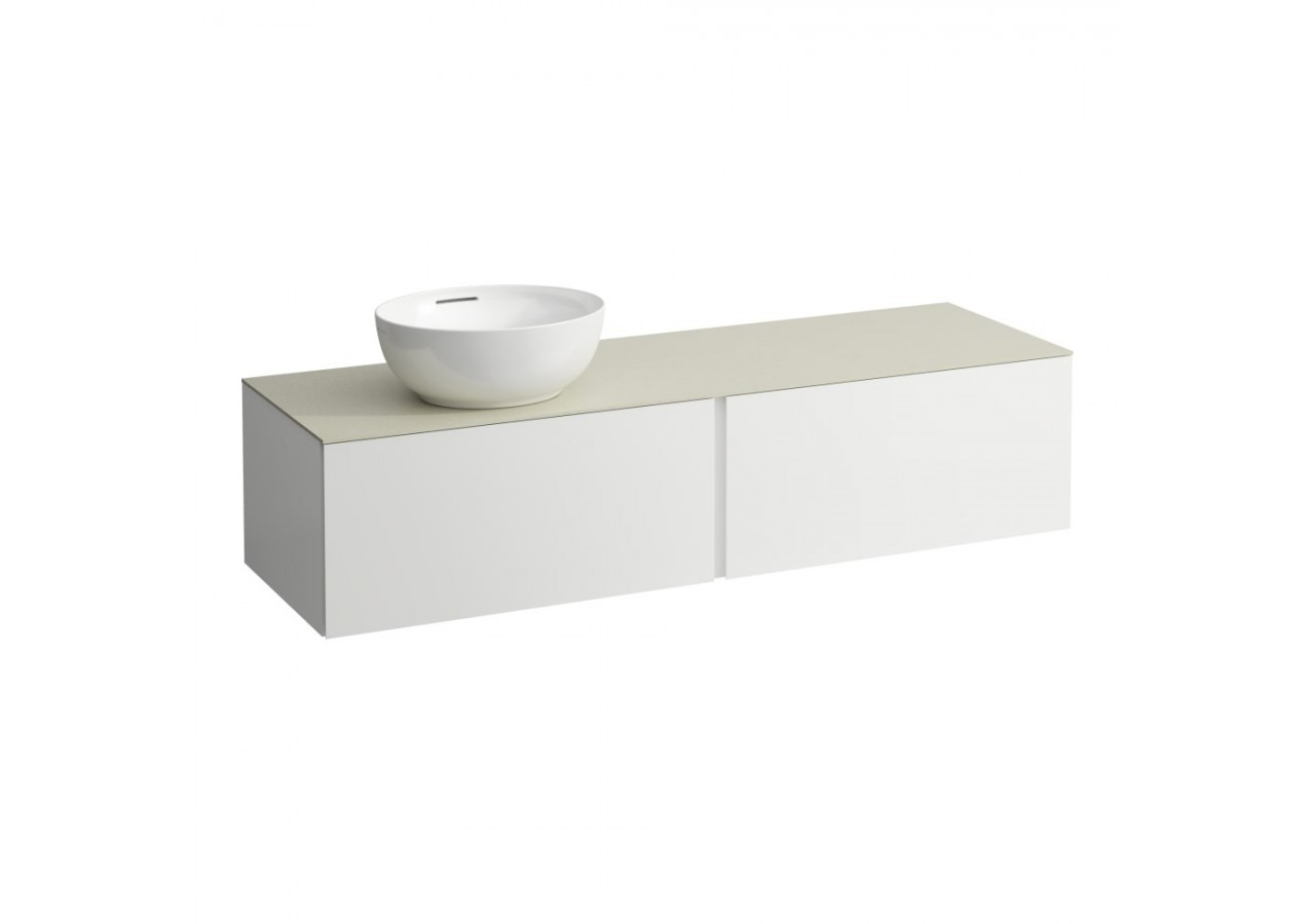 Meuble sous vasque 1600 2 tiroirs découpe à gauche Alessi Blanc mat 1600 x 500 x 370 mm - H4313550972601 - Laufen